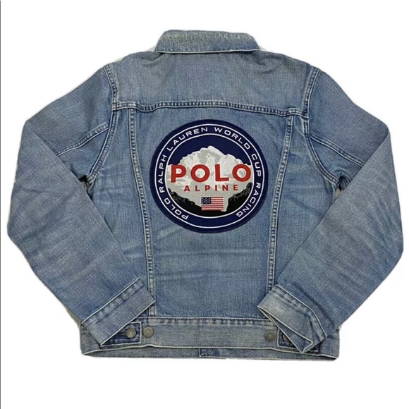 Polo Ralph Lauren Alpine Racing Ski Patch Trucker Denim Jean